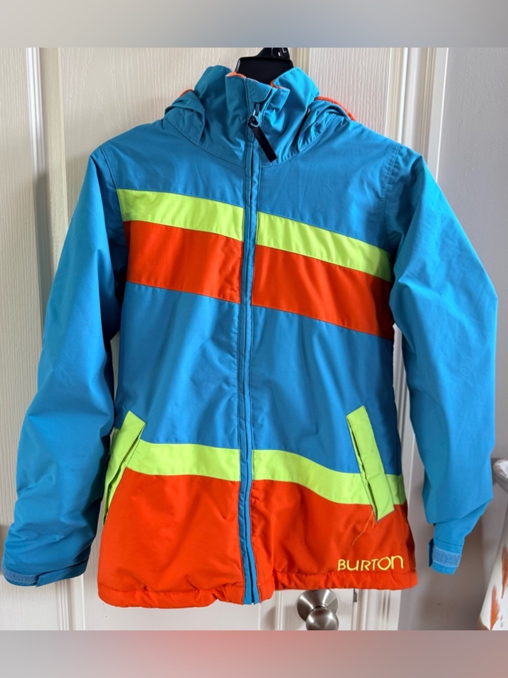 Burton Orange Jacket with Pink, Teal & Yellow Logo